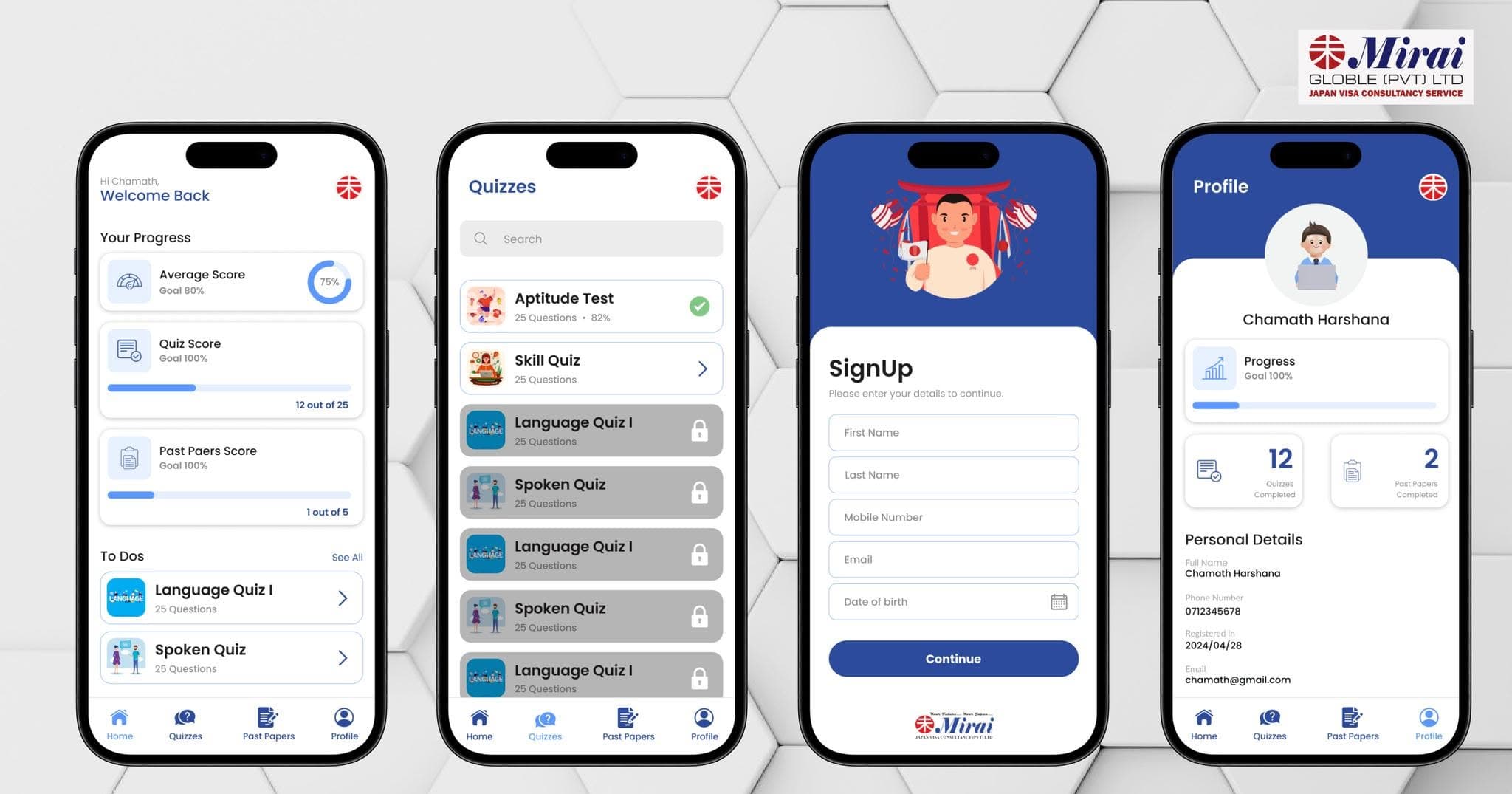 Mirai Quiz - Quiz Mobile App for an Academy